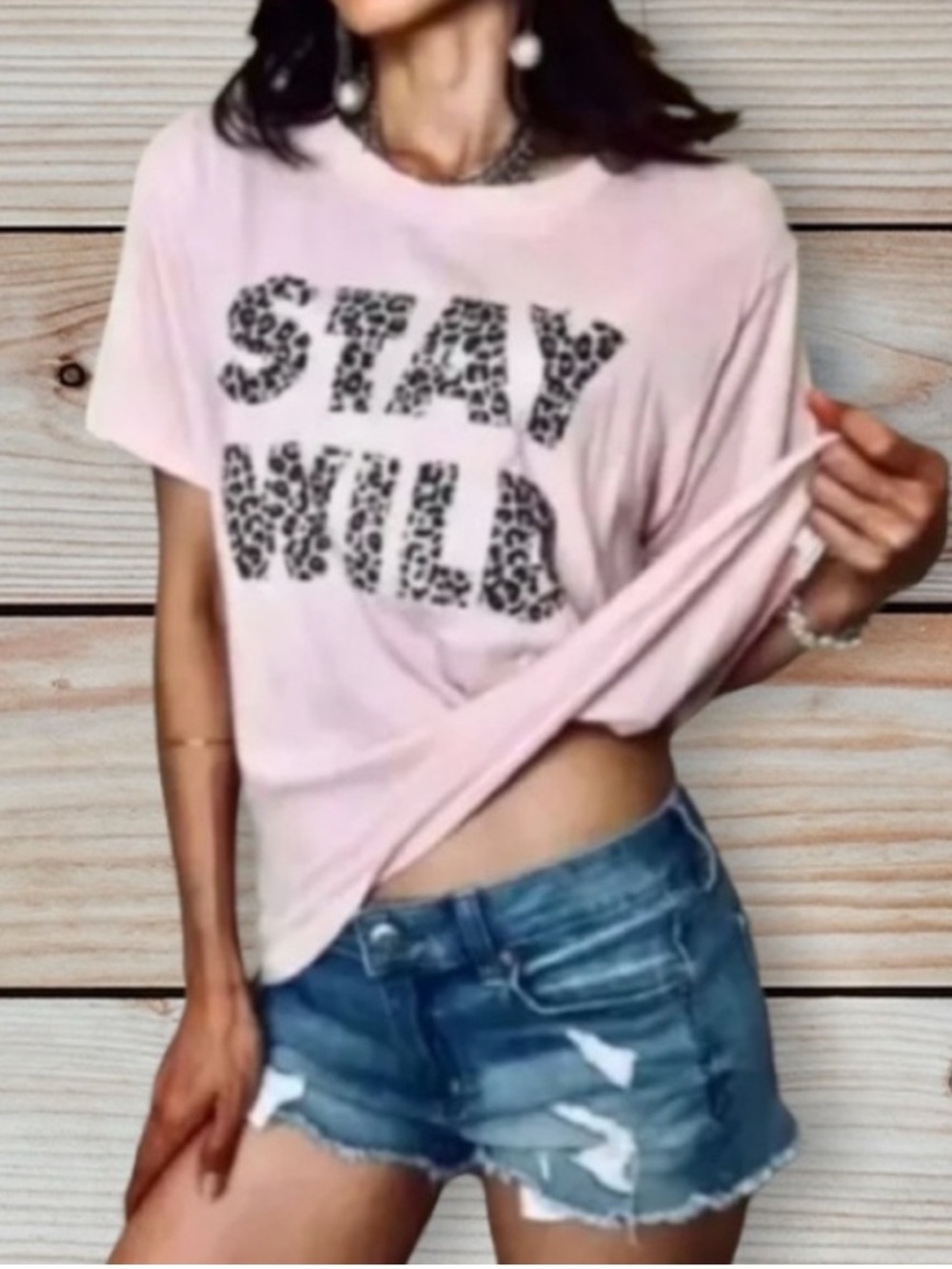 NWT Wildfox Stay Wild Keke Tee in Lotus pink